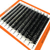 A tray of mixed black false eyelashes numbered 1 through 19 are displayed for natural eye enhancement.