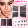 A set of DIY eyelash extension kits showing various lash styles and sizes for application.