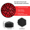 A black cap featuring a two-wavelength combination of red and infrared LED lights for hair growth.