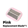 Pink replacement blade for a precision manual safety razor