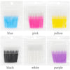 A collection of precision eyebrow and lash brush sets in various colors including blue, pink, yellow, black, white, and purpl