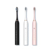 A set of two sonic electric toothbrushes, one black and one pink, shown vertically.