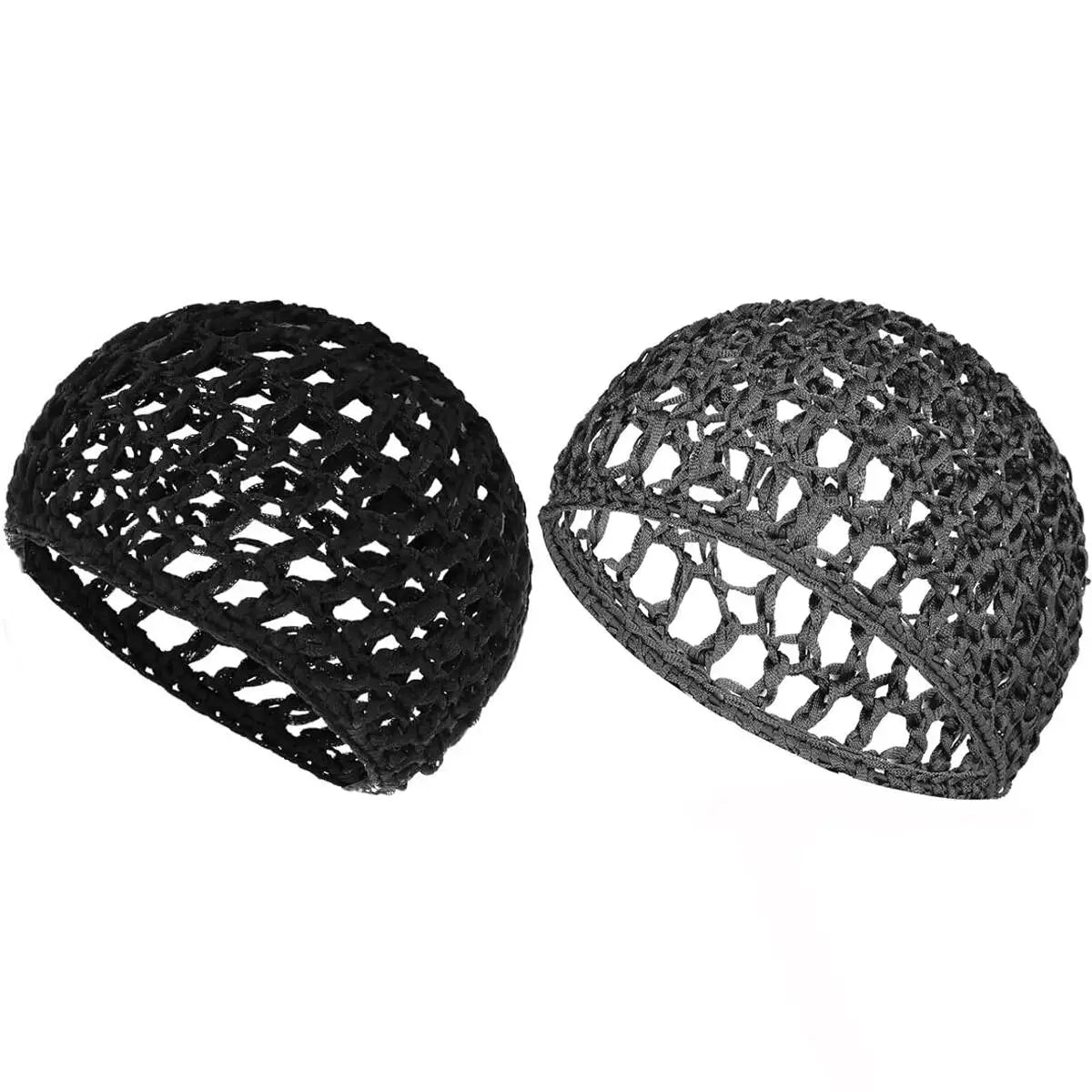 Black crocheted satin wrap cap bonnet for hair and sleeping