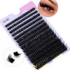 A package of black cluster eyelashes for DIY beauty, showing the lashes and a close-up of a single lash.
