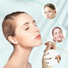 A woman's face is shown with precision wooden cotton swabs being used for skincare treatment.