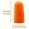 Boules d'oreille en mousse orange, dimensions de 24 mm de long et 13 mm de diamètre.