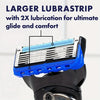 A close-up view of a larger lubricated rubber strip attached to a shaver head.