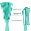 Peigne en plastique bleu sarcelle à huit rangées de dents et aiguille de peigne ronde pour massage du cuir chevelu et anti-em