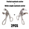 A set of two partial and wide-angle eyelash curlers for professional use