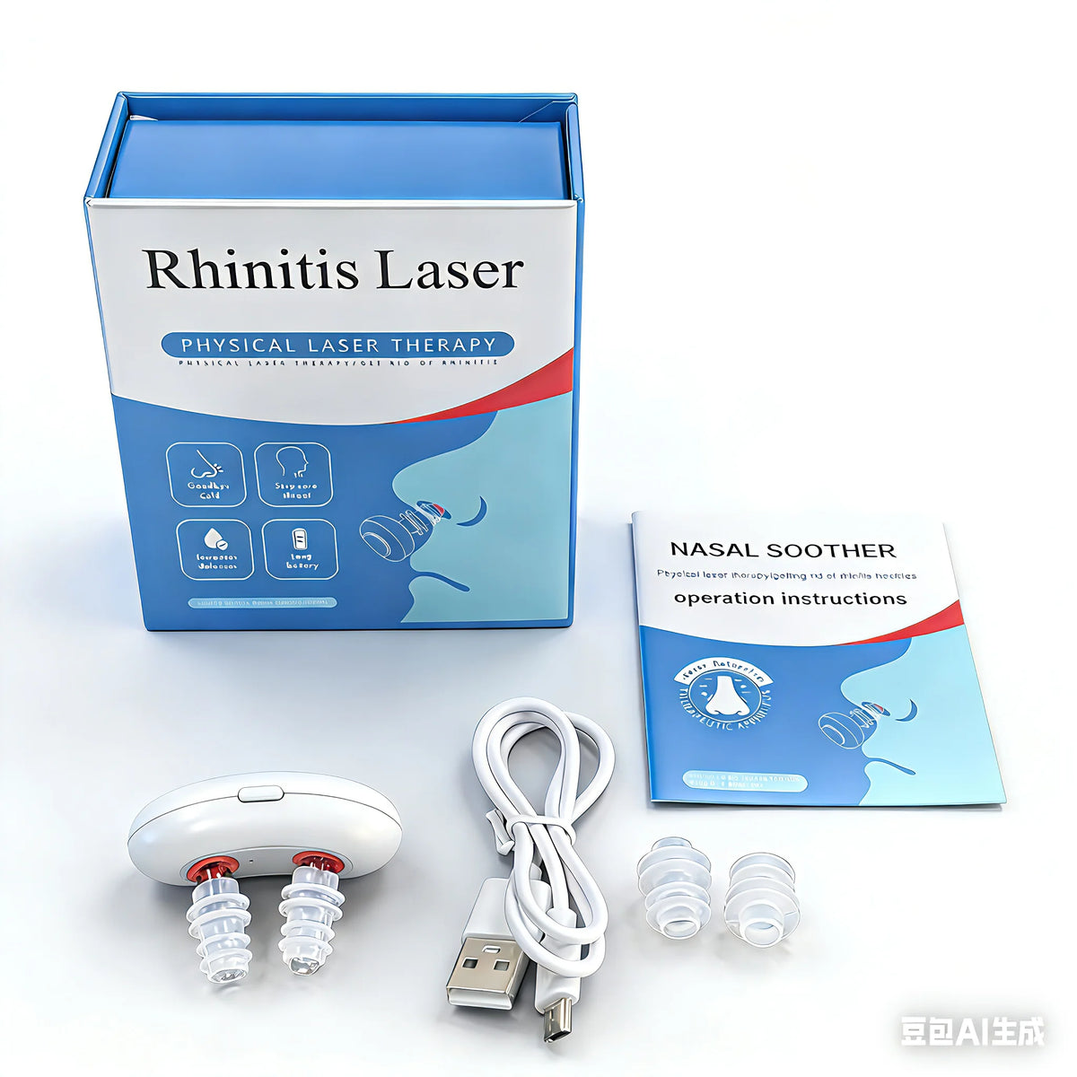 Box and components for a Rhinitis Laser physical laser therapy device including a light therapy clip