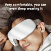 A man is wearing a white smart eye massager while sleeping or relaxing.