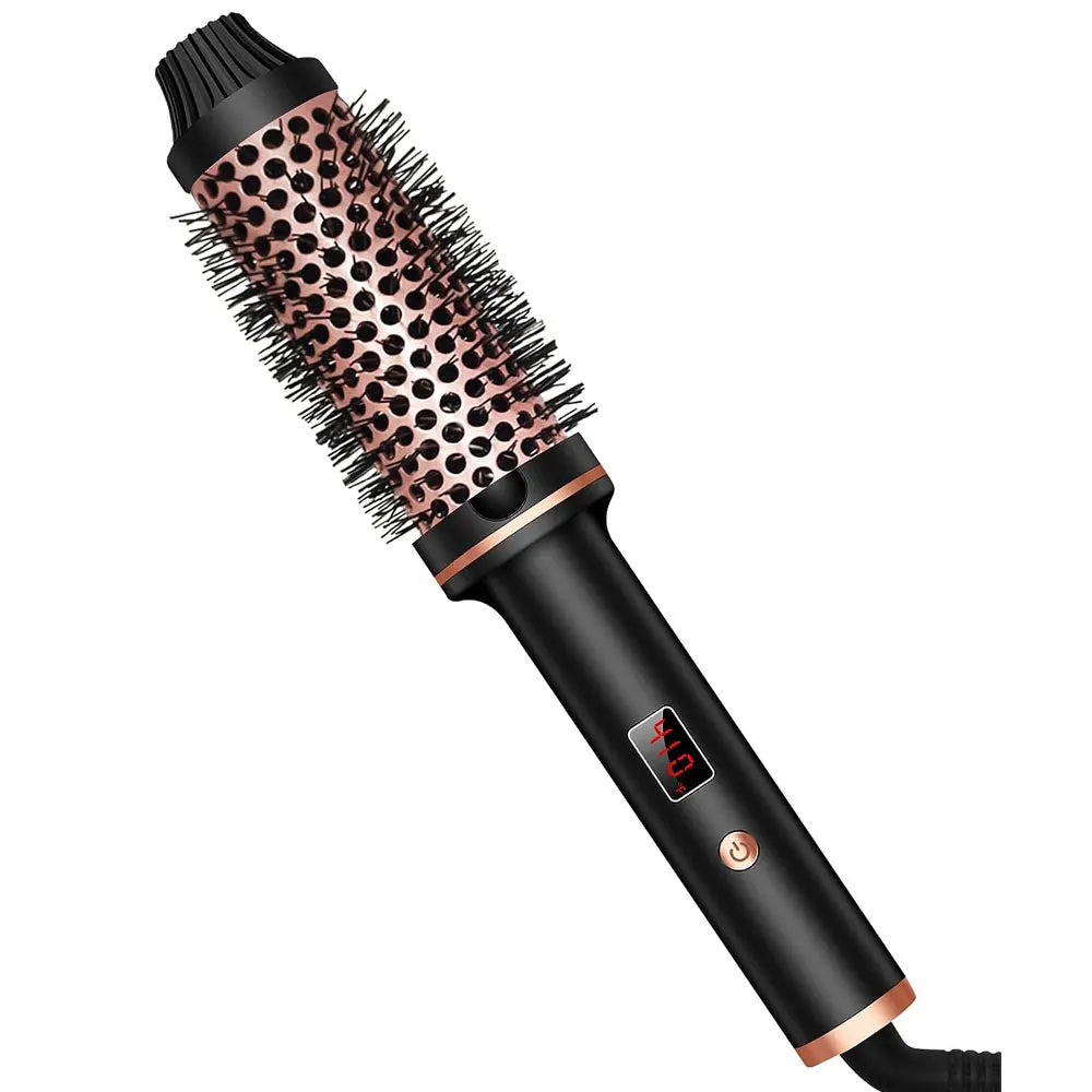 A black ceramic volumizing curling iron with a textured barrel and a black handle.