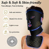 A person is wearing a black silicone mask for light therapy, demonstrating its safe and skin-friendly features.
