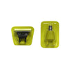 A yellow precision electric shaver replacement blade with a black housing and protective cap.