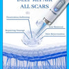 A silicone device is shown applying treatment to skin, demonstrating penetration softening, scar removal, and skin rejuvenati