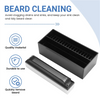 Kit de limpieza para barba negra con cuchilla extraíble y caja de almacenamiento.