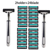 A set of 2 holders and 24 blades for a double blade replaceable shaver.