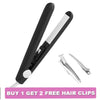 Fer à lisser et friseur céramique noir et argent 2-en-1 avec clips inclus