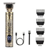 A professional rechargeable hair grooming kit with various size attachments for trimming and styling.