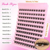 Plateau en plastique rose présentant diverses tailles de faux cils noirs pour extensions DIY.