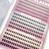 A close-up of a product sheet showing various rows of DIY wispy extension eyelashes.