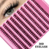 A pink eyelash curler is shown with black lash clusters, ready for 30 days of eyelash growth.