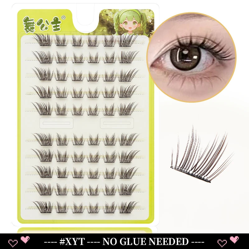 A package of Dingsen Cluster Eyelash Extensions showing various lash styles and a close-up of a single lash.