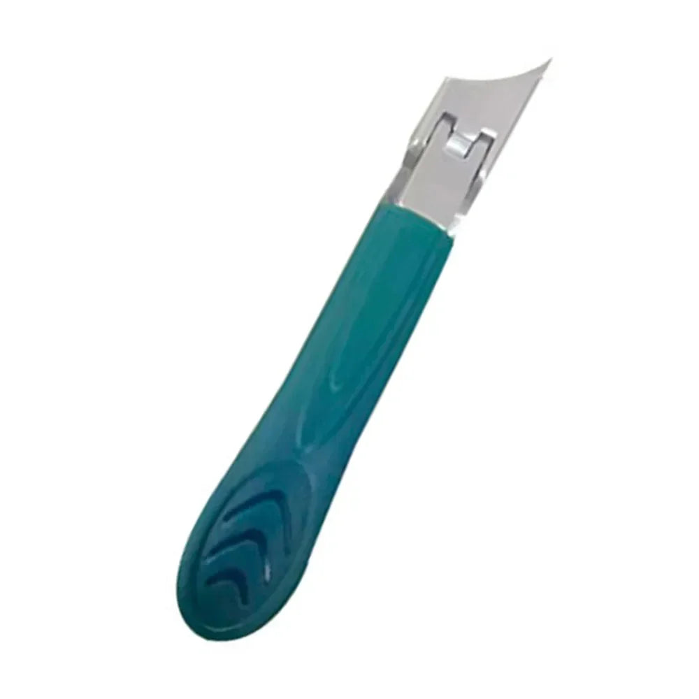 A teal stainless steel slant edge nail clipper with a curved handle.