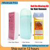 Wholesale Roll On Waxing Kit for Hair Removal showing a wax strip, a warmer, and a roll on wax bottle.