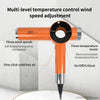 Orange multi-level temperature control wind speed adjustment hair dryer with three modes and on/off critical setting
