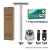 A package of a Waysh stainless steel razor blade kit including a handle and four blades.