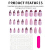 A set of pink press on nails featuring flower and star designs in various shades.