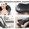 Black U-shape shiatsu massager with heat used for relaxing the neck, back, and shoulders.