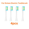 Four replacement brush heads for an Ocean electric toothbrush are displayed.