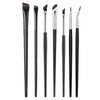 A set of professional angled makeup brushes in black and gray.