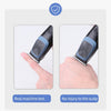 A hand is holding a professional rechargeable electric hair clipper, demonstrating its use and safety.
