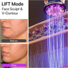 Before and after comparison of a facial sculpting device showing skin contouring results.