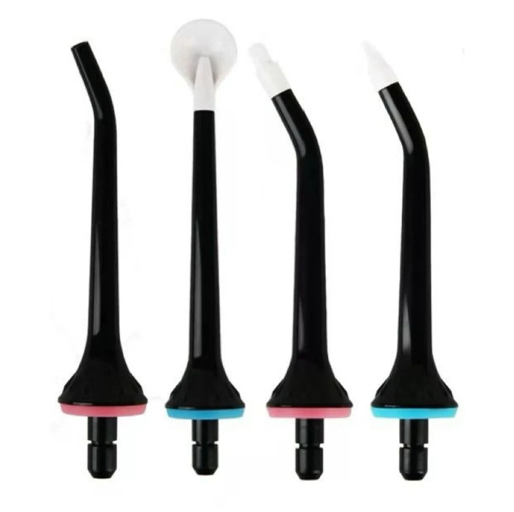 A pack of four replacement tips for a water flosser oral irrigator