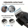 Close-up of an adjustable cutter head on a black cordless hair clipper showing fine adjustment levels from 0 to 4mm
