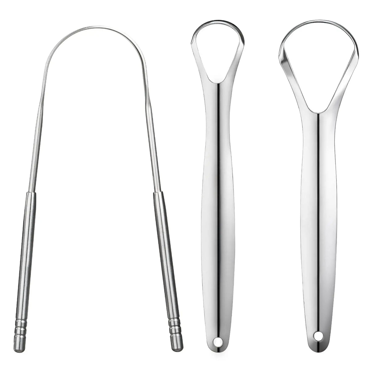 Stainless steel U-shaped tongue scraper for oral cleaning