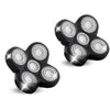 A set of five black universal shaver replacement heads with rotating blades shown against a white background.