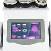 A white device with a screen showing various language options for a 6-in-1 slimming system massager