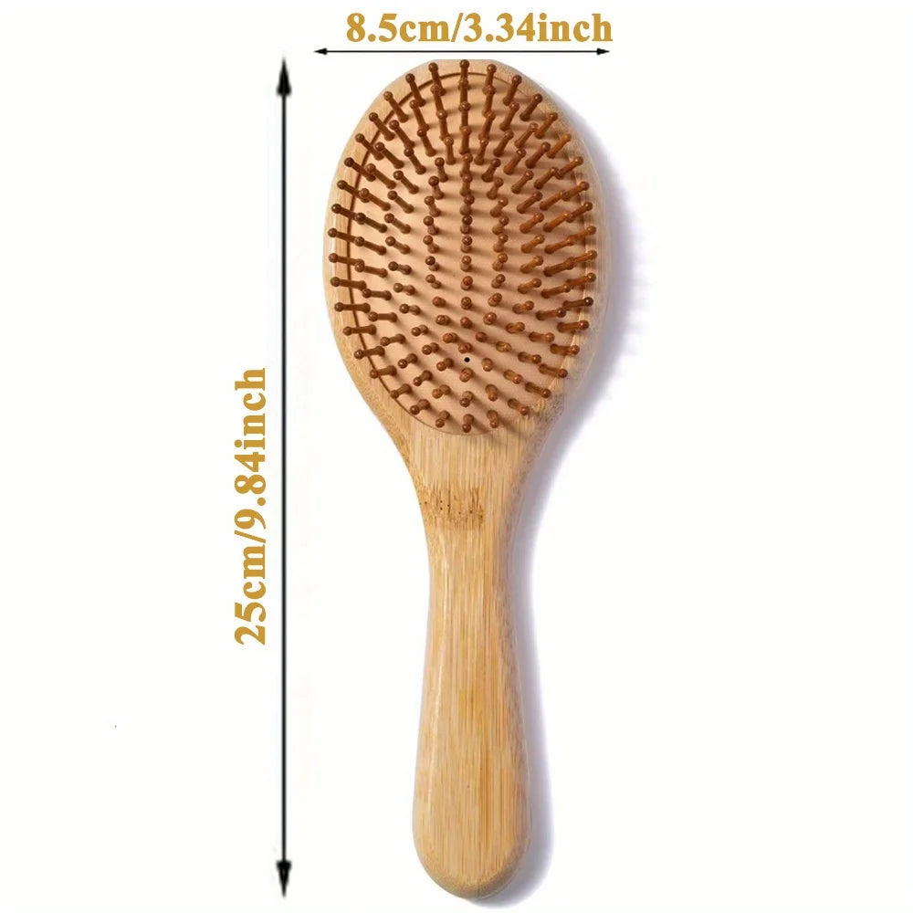 A wooden bamboo comb with fine teeth used for scalp and hair growth.