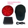 A black cap with a red LED light panel and an attached power cord.