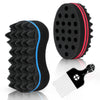 Black afro hair styling kit including a twist comb, curling sponge, and styling gloves
