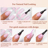 Instructions for applying luxury nude pink ballet length false fingernails and creating manicures