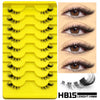 Gelber Kunststofftray mit HB15 Länge 14mm, künstliche Mink-Cat-Eye-Wimpern