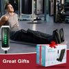 Eine Box für einen Air Wave Fuß- und Beinmassierer mit einem schwarzen Massagegerät in einem Fitnessstudio.