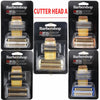 Pack of three replacement cutter heads for a Barbershop electric shaver, including gold and silver blades.