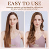 Before and after images showing a woman's hair before and after using velvet heatless hair curlers for natural waves